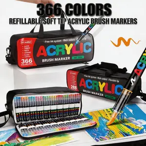 366 Acrylic Paint Marker, Brush Tip Design, Ideal for Art Supplies and DIY Projects, Durable and Vibrant Colors, Inspire Creative Expression