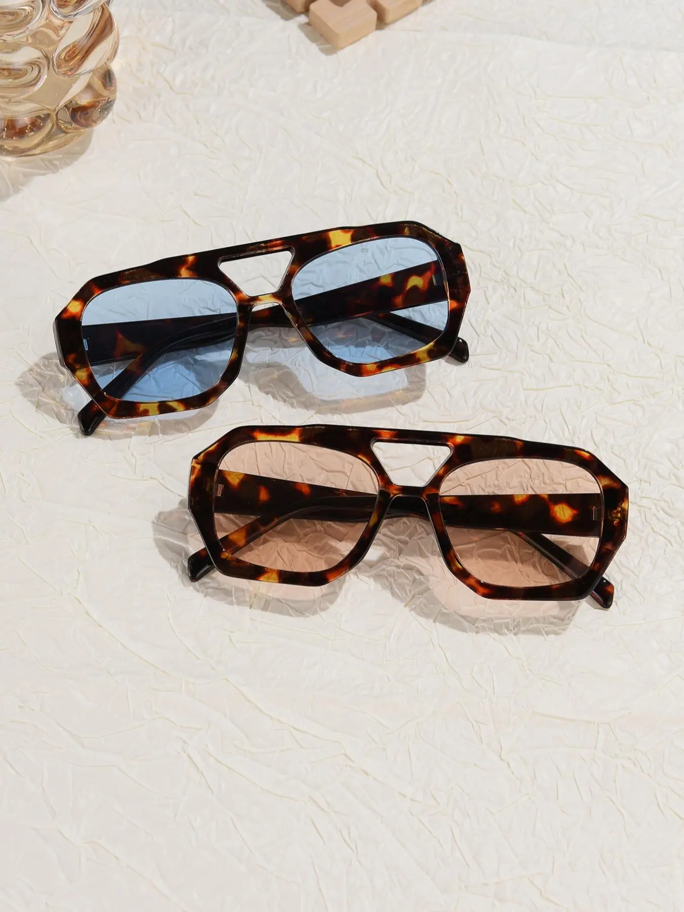 Vintage Leopard Print Tinted Lens Sunglasses, Square Frame Sunglasses for Everyday Use, Fashion Sunglasses for Outdoor Activities, Leopard Pattern Sunglasses