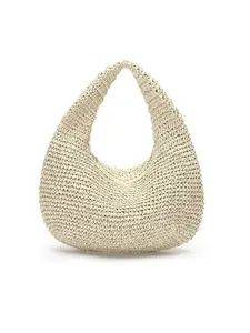 Women's Fashionable Straw Handbag, Casual Versatile Zipper Hobo Bag for Daily Used, Trendy All-match Bag for Commuters and Students
