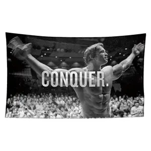 Arnold Schwarzenegger Conquer Motivational Inspirational Office Gym Wall Decor Flag Banner,3x5 Feet Flag Funny Poster Durable Man Cave Wall Flag Beautiful Entertaining Banner