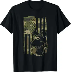 Men's Short-Sleeve Cotton Graphic T-Shirt - Regular Fit, Machine Washable, Soft Natural Fabric, Round Neck, German Shepherd Dog/4th July USA Flag Prints, Casual Streetwear Sports Top (Men's T Shirts, Tshirt)