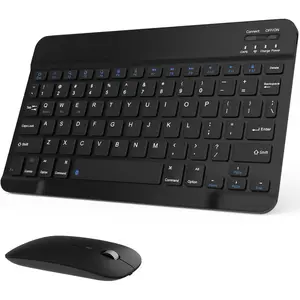 Rechargeable Bluetooth Keyboard and Mouse Combo, Universal Ultra-Slim Wireless Keyboard Mouse Set for Android Windows iPad iPhone Samsung Tablet Portable Compact Keyboard Set  -USA