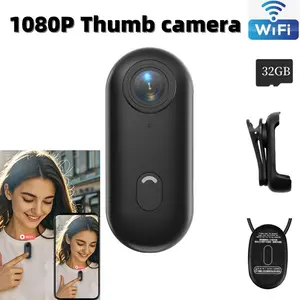 1080P HD Thumb Sports Camera, WiFi Phone Connection, Outdoor Cycling Video Recorder, Vlog Thumb Camera with 32GB Memory Card