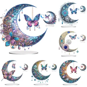 Acrylic Special Shape Moon Butterfly Diamond Painting Desktop Ornaments Kit