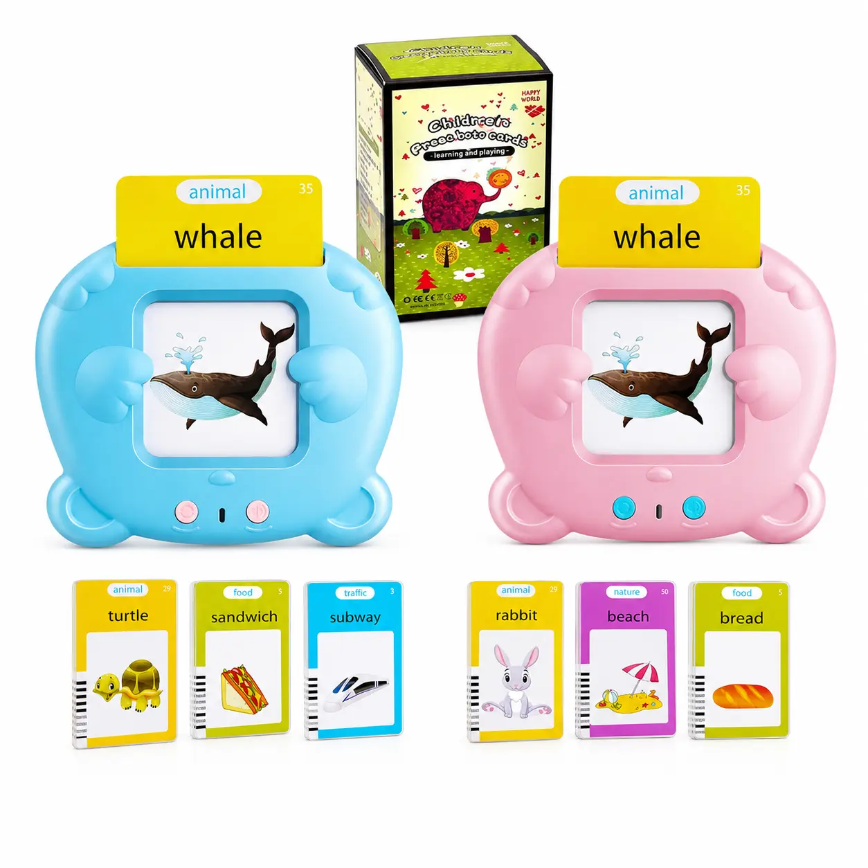 English Talking Flash Cards for Toddlers, Interactive Picture Word Reader, Montessori Language Learning Toy, Screen-Free Preschool Educational Device