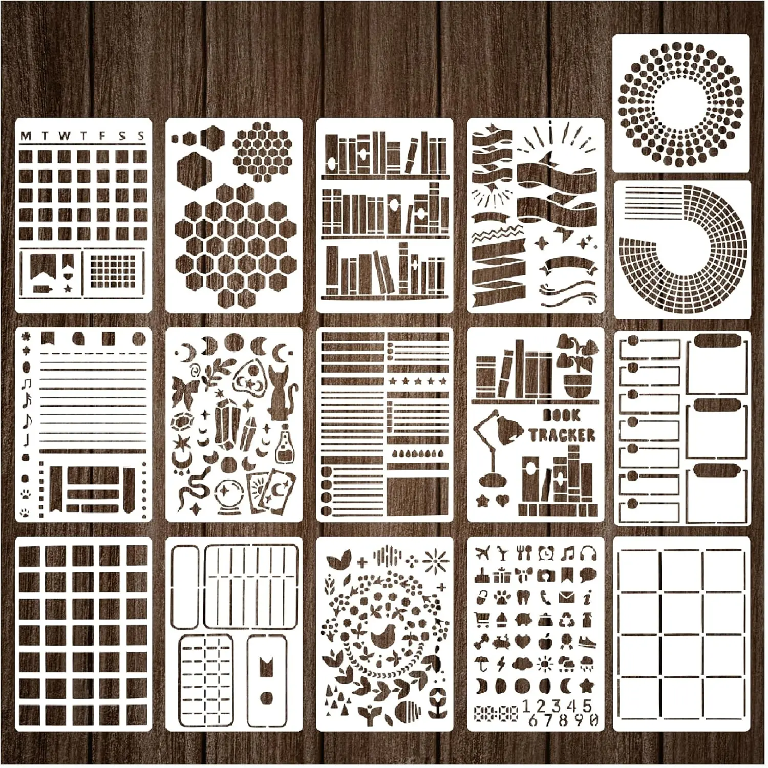16 count Journal Stencils for Dotted Journals Supplies, Happy Planner Stencils for Journaling DIY Drawing Templates Accessories Kit for Notebook Cards Scrapbook (16 Journal)