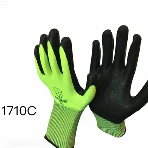 6 Pairs Crinkle Grip Cleaning Gloves, Rubber Crinkle Coated, Lime Nylon Grip Home Care Gloves, Six Pairs