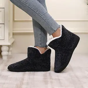 Women's Warm Indoor Boot Slippers Fluffy Plush Outdoor Winter Boot Slippers with Polar Fleece Lining