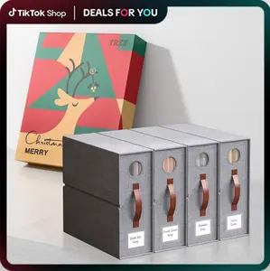 【Gift Box】TRZZ Foldable Bed Sheet Storage Bins 4-Pack | Queen/King Size Oxford Fabric Organizers with Transparent Windows & Reinforced Handles | 15"×13"×5"