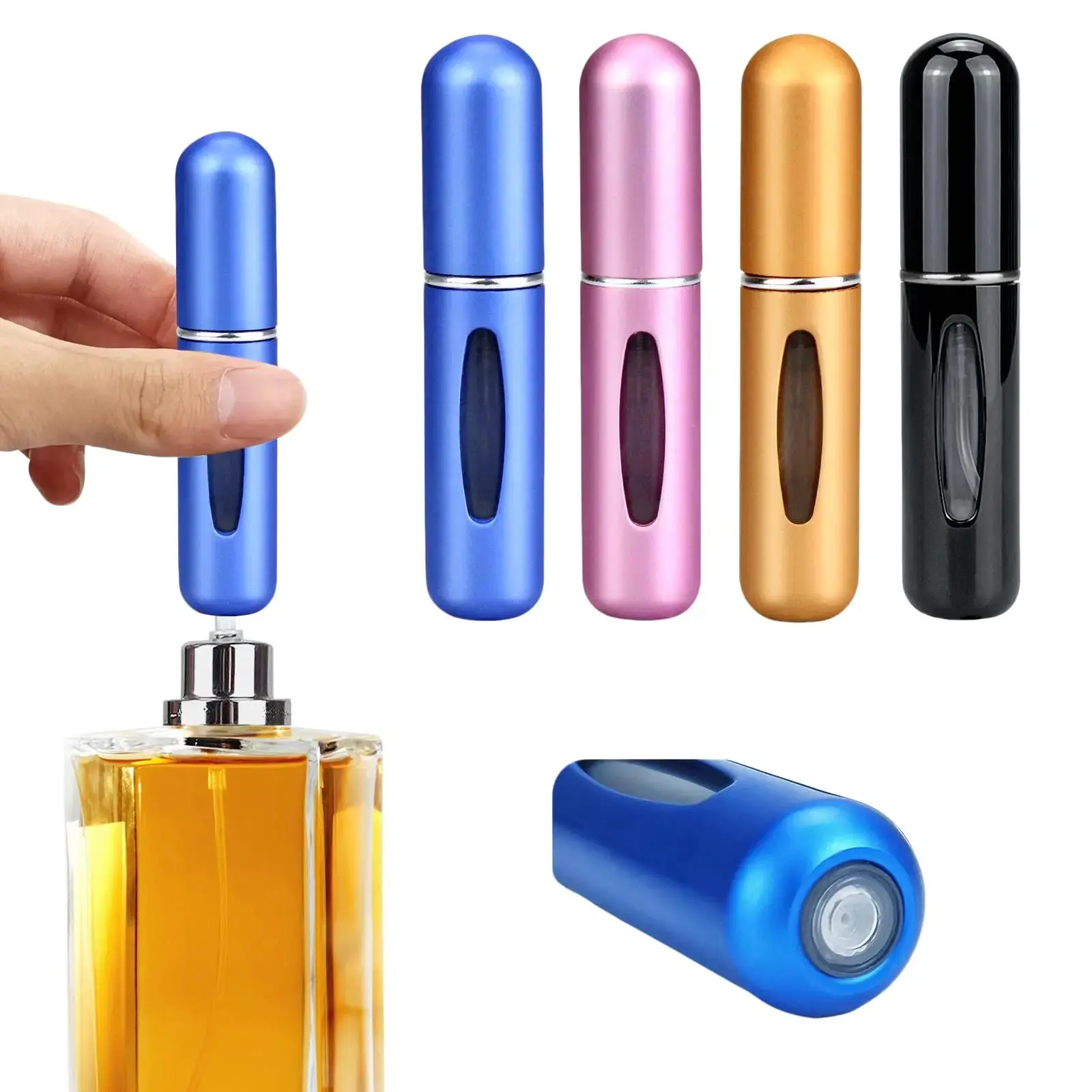 4PCS 5ML Refillable Cosmetic Perfume Atomizer - Lightweight Portability Travel Storage Bottle, Home Organizer Accessory with Tin Canister, Easy to Switch Up Scent, Beauty Essential Built to Last Through Travel