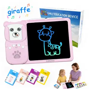 KIDGENIUS 510 English Spanish Vocabulary Flash Cards LCD Writing Tablet, Educational Learning Drawing Board for Kids, Preschool Homeschool Autism Therapy Tool, Ideal Gift for Toddlers Boys Girls Animal