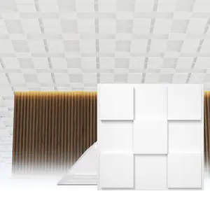24 PCS 2x2 FT Cross-Shaped Block Design Decorative Ceiling Tiles, 24x24 Inch 3D Modern Ceiling Panels, PVC Waterproof Cuttable Material Ideal for Living Room Bedroom Cover 96 Sq.Ft