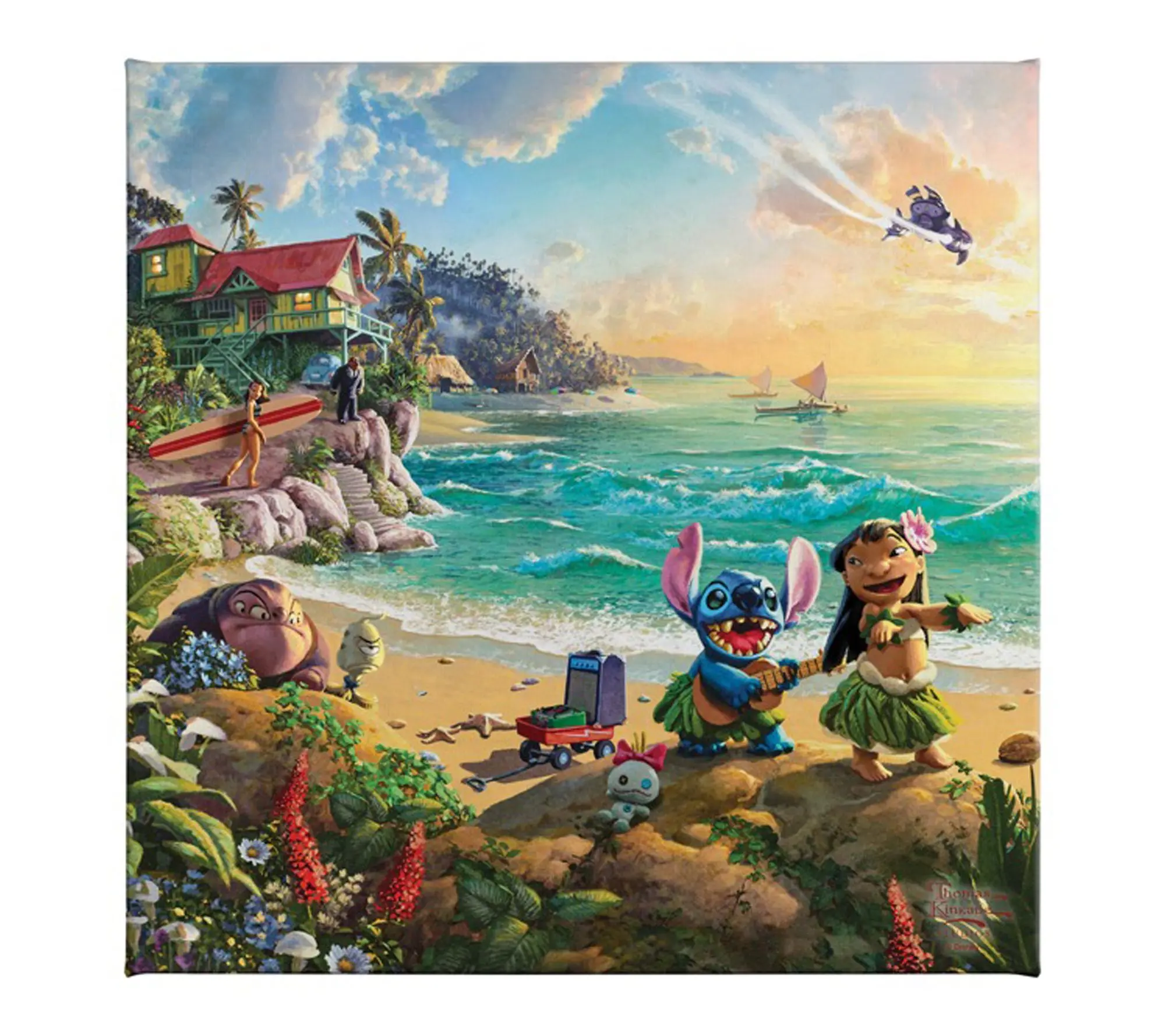 Thomas Kinkade Disney Lilo & Stitch - 14" x 14"Gallery Wrap