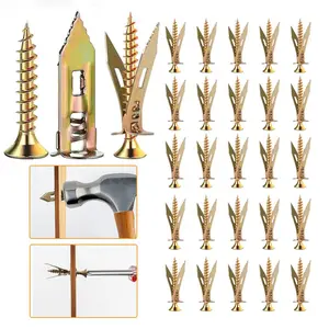 60Count Drywall Self Drilling Anchors and Screws,Heavy-Duty Zinc-Plated Steel Anchors with Self-Tapping Screws,Easy Application,No Drill or Holes in Wall,Hollow Screws and Anchors for TV,Bicycle,Cabinet Fixing Accessories.