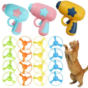 15-Piece Cat Fetch Toy Set with Colorful Flying Propellers Interactive Toys for Kitten Chasing Training in Vibrant Colors Safe Non-Toxic High-Quality Plastic