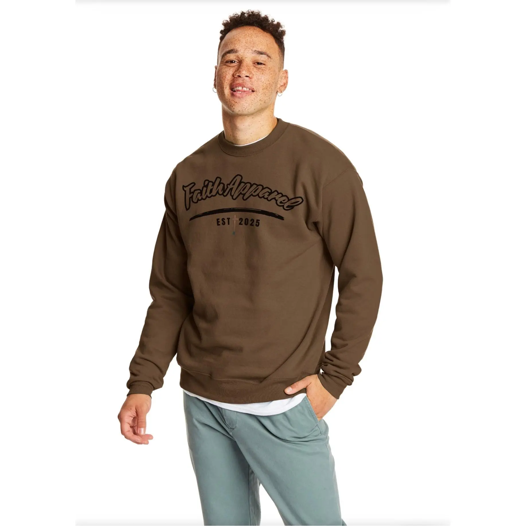 Faith Apparel Brown Crewneck – The Original Drop (CLEARANCE)