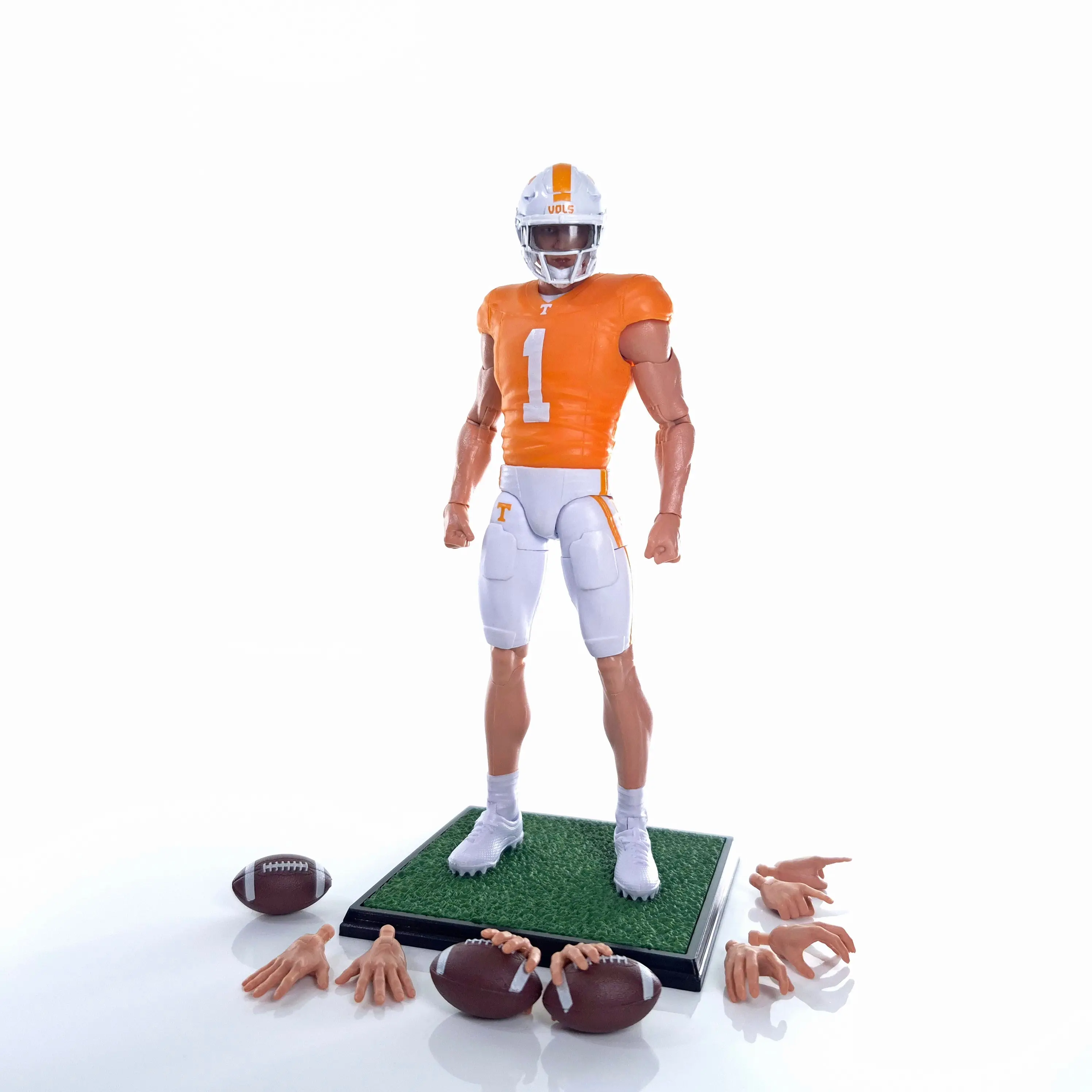 Licensed UT #1 Tennessee Football Walk-On Player 6-Inch Light Sports Collectible Action Figurine with 4 Interchangeable Hand Sets
