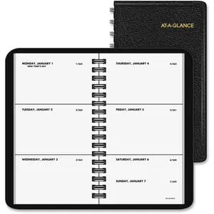 At A Glance  2.5 x 4.5 in. Weekly Pocket Planner, Simulated Leather - Black