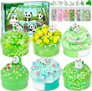 Summer Gift Panda Slime Kit  | 6×100ml Variety Pack (Cloud, Butter, Clear & Glow-in-the-Dark Slime) | Fun Stress Relief Sensory Toy for Kids & Adults