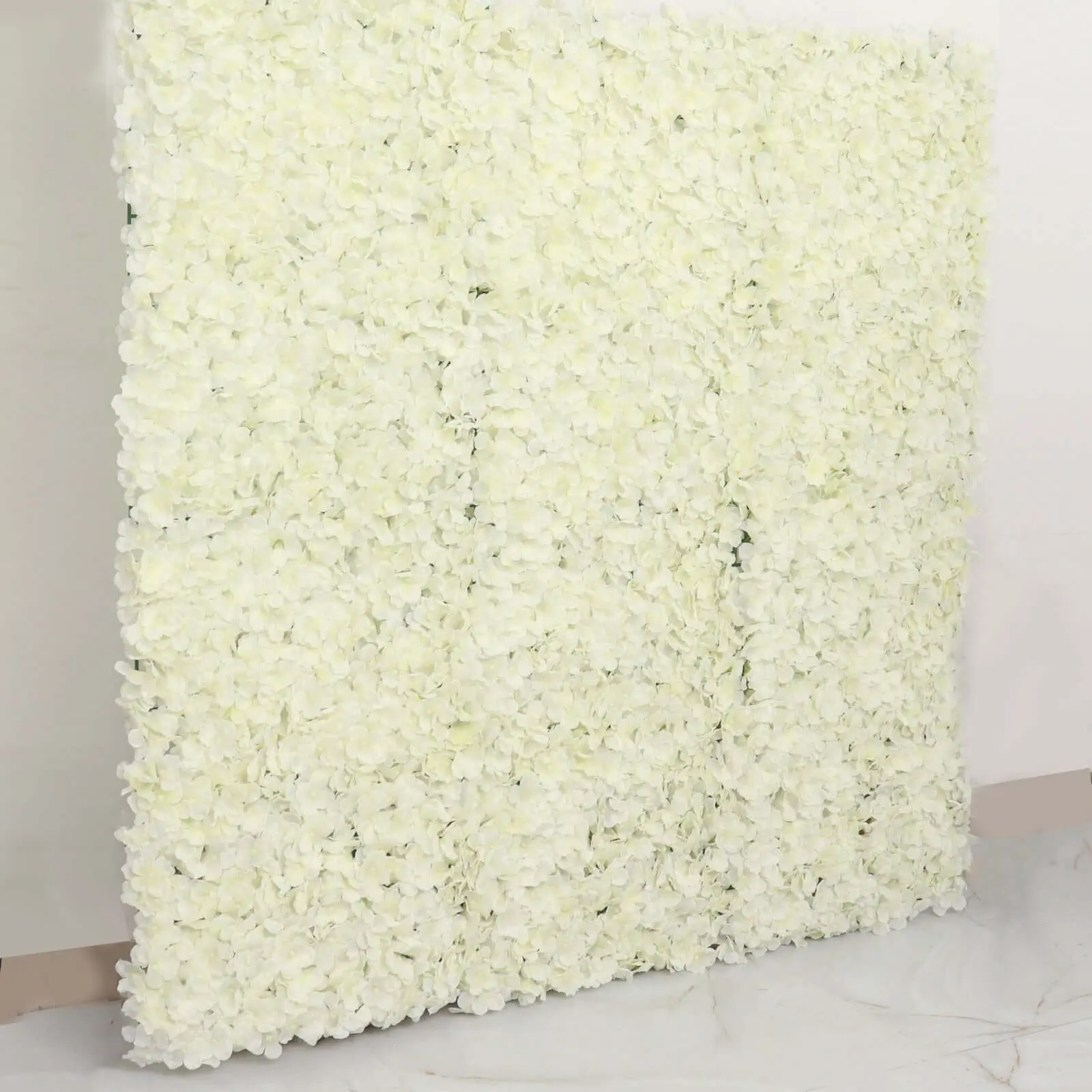 Cream UV-Protected Artificial Hydrangea Flower Wall Mat Backdrop, 11 Sq ft Wall Decor with 4 Panels