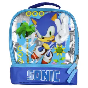 Sonic The Hedgehog I'm Outta Here Dual Compartment Insulated Lunch Box Bag Tote 10"