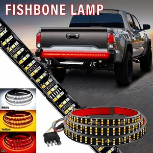 60 In Triple Row LED Tailgate Light Bar, 12V DC Waterproof Car Light Strip with Full Function Brake, Reverse, Amber Turn Signal, Universal Fit for Pickup, Trailer, SUV