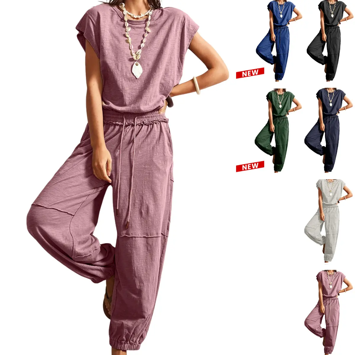 UANEO Women's Casual Sleeveless One Count Comfort Jumpsuits Loose Open Back Workout Onesie Summer Outfits With Pockets Womenswear Overalls