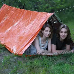 Portable Outdoor Survival Camping Tent, Insulated Waterproof Warmth, Heat Reflective Emergency Aluminum Foil Triangle Tent, Lightweight Canopy Shelter