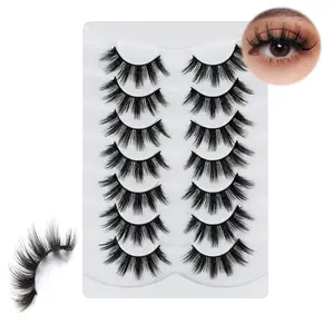 7 Pairs Manga Style Volumized False Eyelashes for Cosplay, Dense D Curl Design for Daily Wear and Parties, Recyclable Anime Makeup Accessories