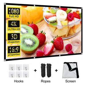 Projection Screen 60 inches, Movie Projector Screen 16:9 Foldable Portable Anti-Wrinkle Indoor and Outdoor Projection Double-sided Video Projector Screen is suitable for home, party, office, classroom foldable portable