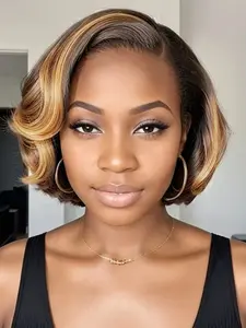 Straight Short 13x4 Lace front Bob Wigs Brazilian Human Hair Wig Preplucked For Woman Glueless Bob Wig