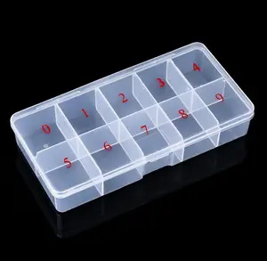 ranrose Nail Tip Box Plastic Nail Organizer Storage Boxes Empty False Nail Tips Art Tips Storage with 10 Grid Boxes Nail Containers for Nail Tech