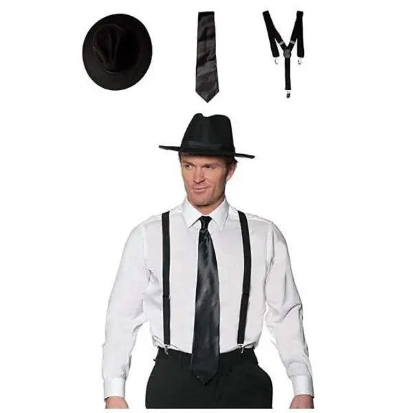 Gangster 3-Piece Set - Mobster - Black or White - 1920's - Costume Accessories