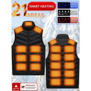Men's Smart Heated Vest, 21 Zone Electric Jacket, USB Powered Heating, Sleeveless Coat, Suitable for Autumn Winter Outdoor Activities