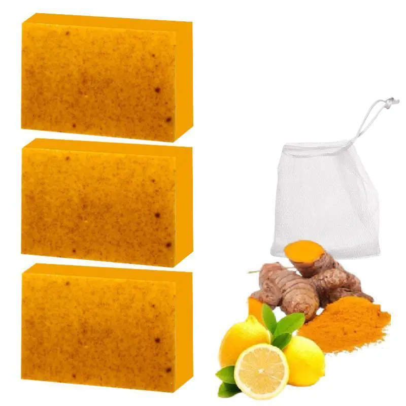 Kojic Turmeric Face & Body Bar Soap for Radiant Skin - Gentle Daily Cleanser with Coconut Rose & Lemon Lavender for Normal Skin