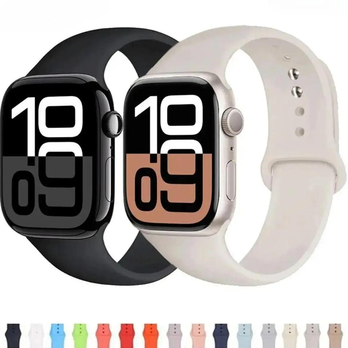 Apple Watch Sport Silicone Bands 2-Pack, Soft Durable Colorful Sweat-Resistant Replacement Straps for 38-49mm Sizes, Trendy Smartwatch Accessories for Sports & Everyday Use
