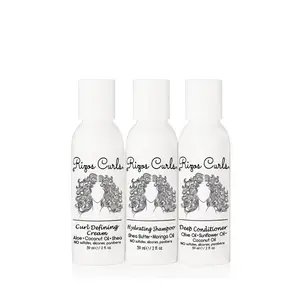 Rizos Curls Travel Kit Trio - Hydrating Shampoo, Deep Conditioner, Curl Defining Cream with Aloe Vera, Coconut Oil, Shea Butter, Moringa Oil for All Textured Hair Types