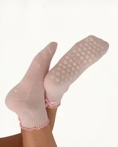 Light Pink Ruffle Grip Socks
