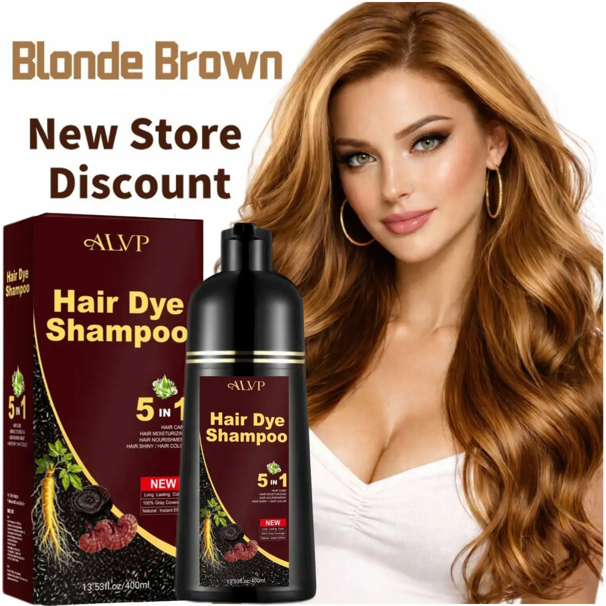 ALVP 2026 5-in-1 Vegan Hair Dye Shampoo, Herbal Ginseng Formula for Gray & Silver Coverage, Long-Lasting Wine Red for Dark Hair, Ammonia-Free Beauty Product for Men & Women, Healthy Haircare Gift, Beauty Products, Silver Hair