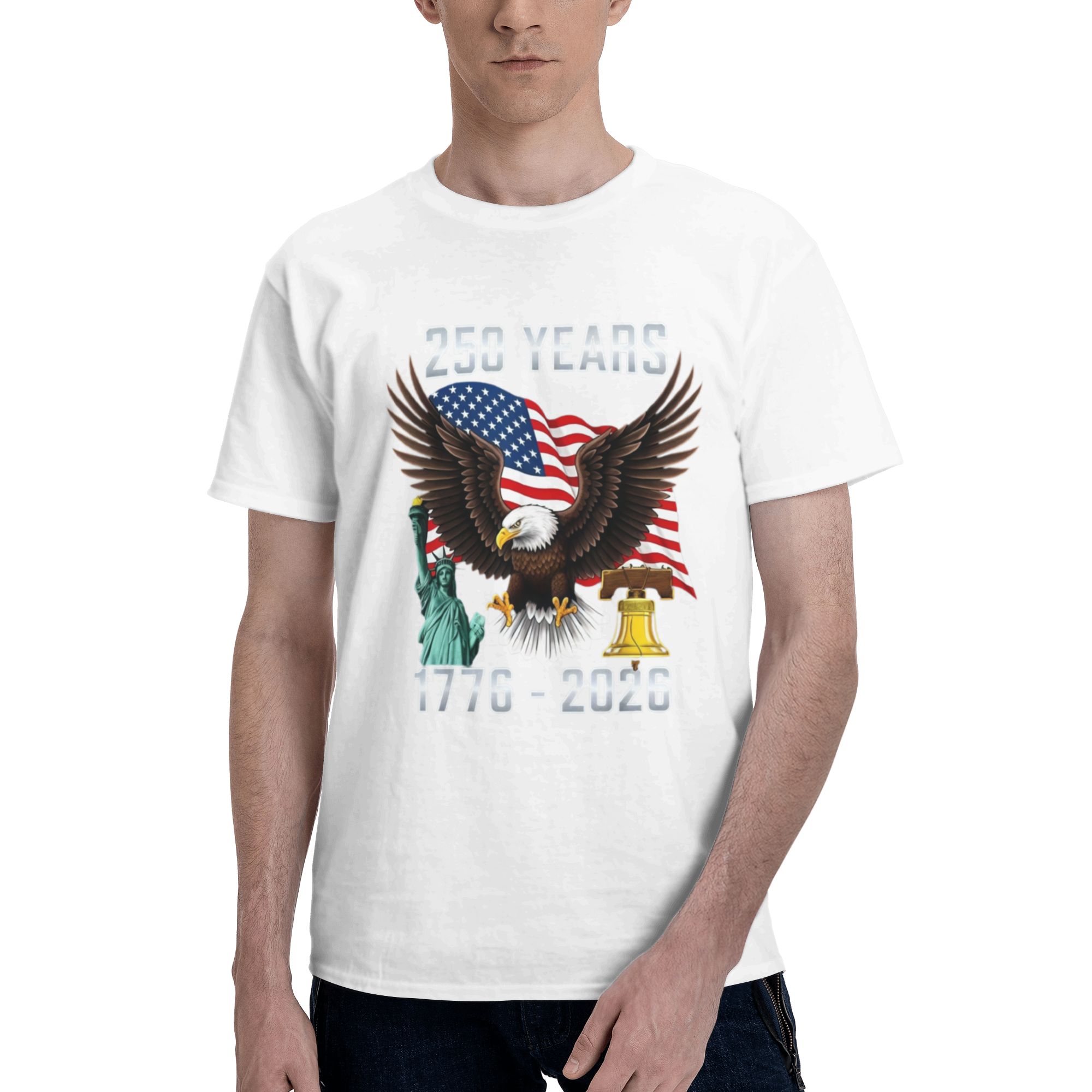 202 USA 250th Anniversary 1776-2026 Eagle Patriotic T-Shirt Proud Americans Breathable summer leisure