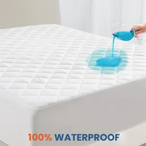 Waterproof Mattress Protector -Upto 16 Inches Deep Pocket Quilted Mattress Cover -Elastic Fitted Mattress Topper For Noiseless Bedding