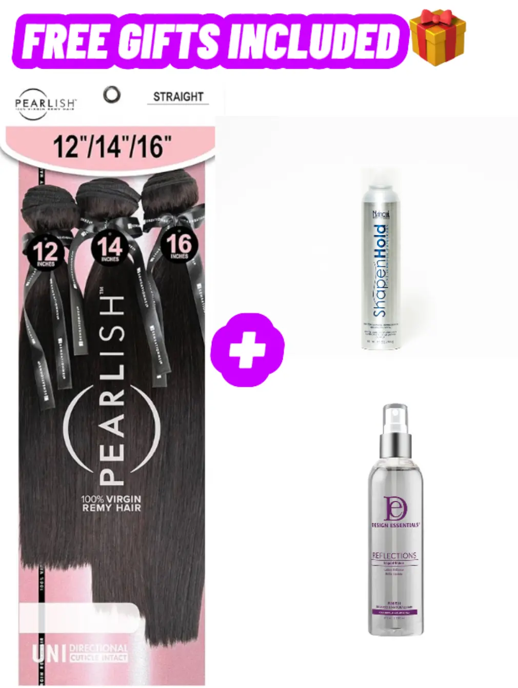 Sensationnel Pearlish Human Hair Bundles 3-Pack (Free Gifts Included)