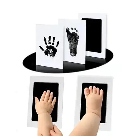 Baby Hand & Footprint Ink Pad Gift Set , Baby Shower Party Gift, DIY Baby Footprint Kit, Baby Souvenirs, Pets Paws Imprint Kit, Family Memorial Gifts, Lasting Memories, Valentines Gift for Her, Instructions