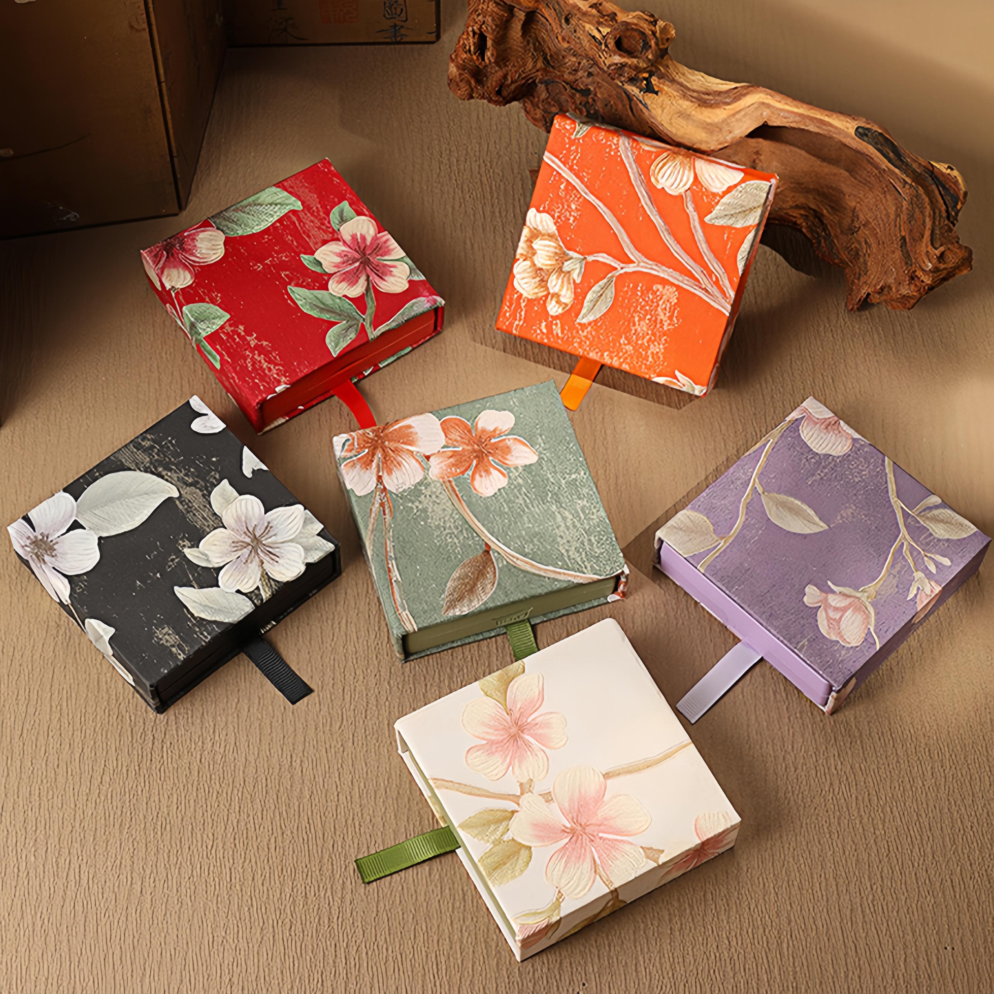 GEMRICH Floral pull-out box, PE film jewelry box, ring anti-oxidation storage box, bracelet floating display box, 3D embossed jewelry box