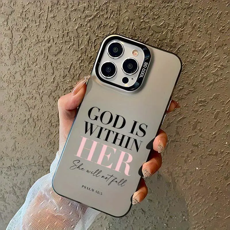 Pink Bible Psalms Quotes Christian  Pattern Case Suitable for  IPhone 16/15/14/13/12/11 Pro Max XR XS E Plus Shockproof Drop Protection Durable PC Smartphone Cover
