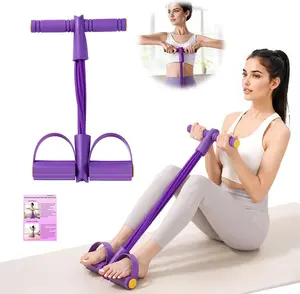 Multi-Function Pedal Resistance Band 6-Tube Elastic Sit Up Pull Rope Home Gym Equipment for Full Body Workout Yoga Stretching