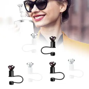 6 Pcs Bling Diamond Straw Topper Gift Compatible with Stanley Cup Accessories 40&30oz Reusable Diamond Straw Cap Cover Charms for Tumbler Suitable 10mm Pipe Topper Decoration