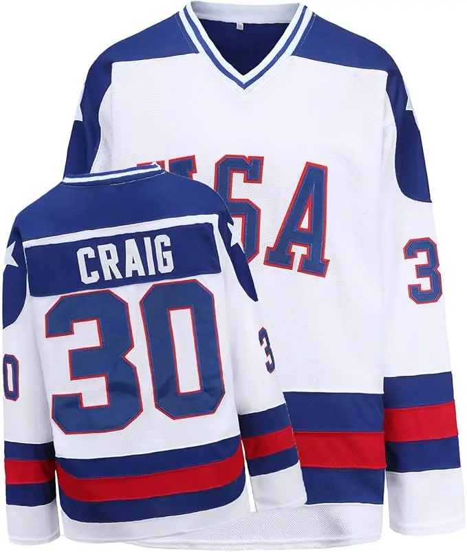 Unisex 1980 USA Team Replica Ice Hockey Jersey - Breathable Polyester Mesh Athletic Top with Stitched Nums, Mesh Breath, Fitted Casual Sporty Chic for 90s Parties, Halloween-Ready, Kids Sizes, Breathable Sports Wear