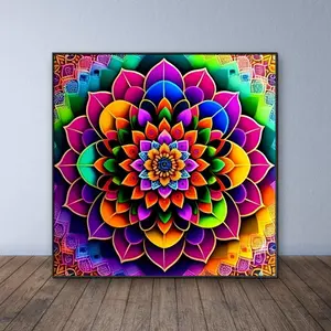 Colorful Mandala Pattern DIY Diamond Arts Colorful Painting Kit without Frame, DIY 5D Diamond Arts Colorful Painting Kit, Wall Art Decor for Home