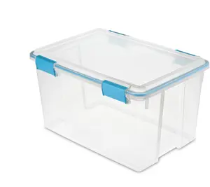54 Quart Gasket Box, Weather-Resistant Clear Storage Bin with Lid, Blue